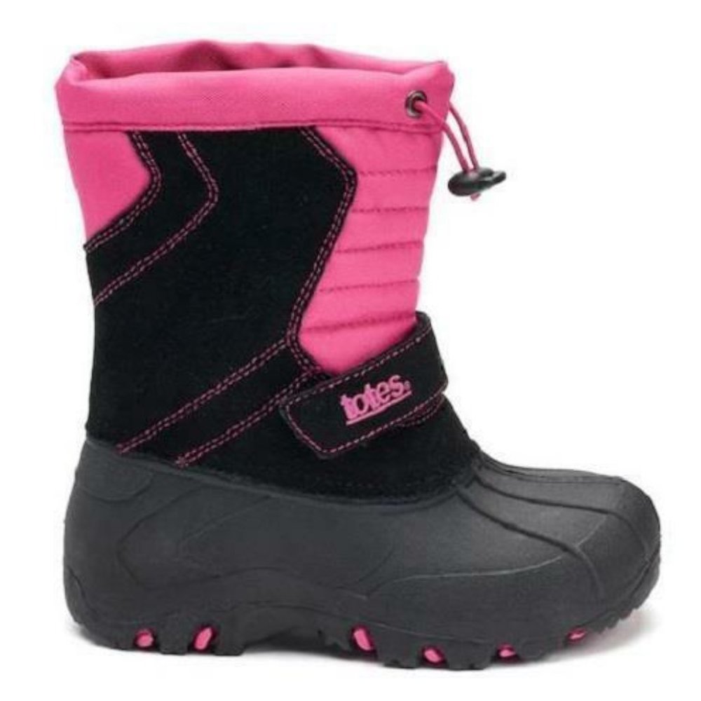 Totes Jojo Waterproof Pink Black Winter Snow Boots Size 8 Toddler